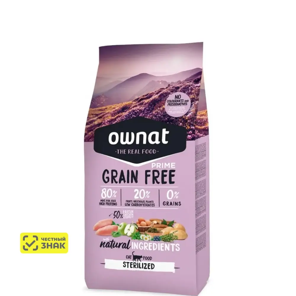 Ownat Adult Sterilized Grain Free Prime Сухой корм для стерилизованных кошек