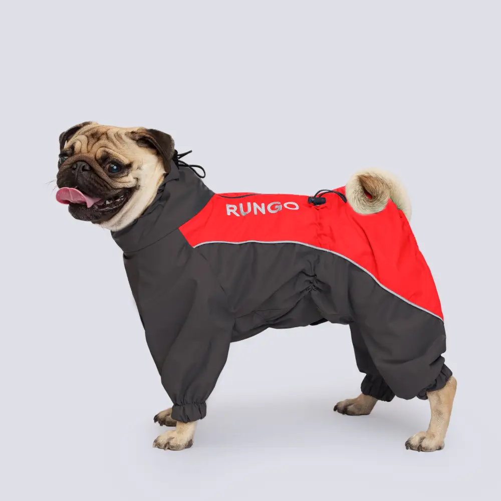 Rungo Комбинезон теплый для собак породы мопс, длина спины 30 см, обхват шеи 43 см, обхват груди 60 см, красный (девочка)